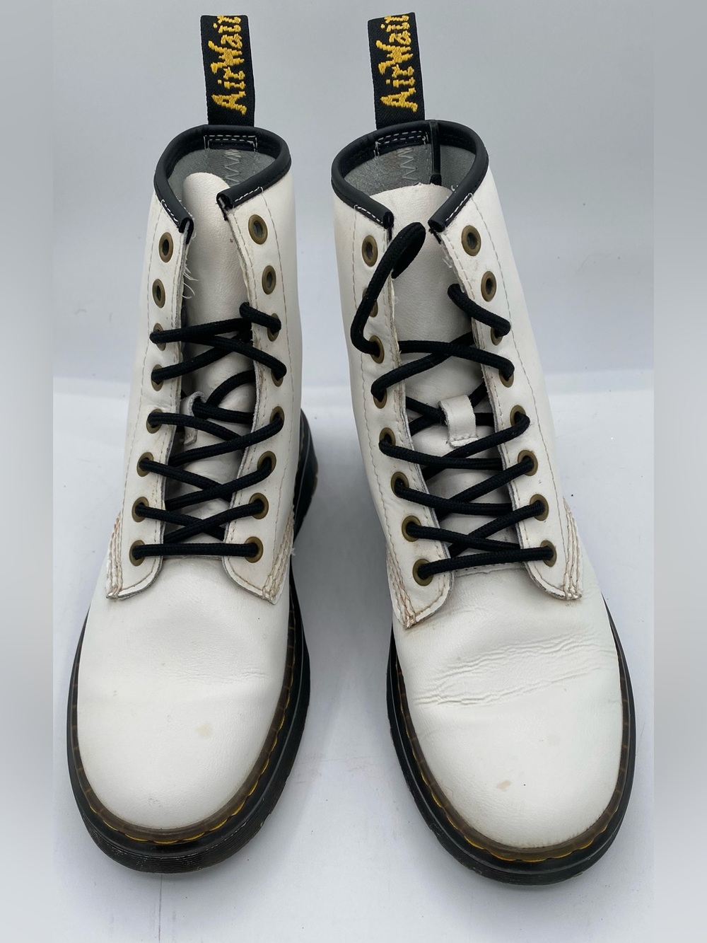Dr Martens Womens Boots 6 Zavala White Leather Lace Up Combat Grunge Punk   AA18